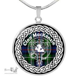 MacKenzie Tartan Crest Clan Scotland Tartan Plaid Circle Pendant Necklace Jewelry Gift For Women