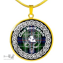MacKenzie Tartan Crest Clan Scotland Tartan Plaid Circle Pendant Necklace Jewelry Gift For Women