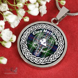 MacKenzie Tartan Crest Clan Scotland Tartan Plaid Circle Pendant Necklace Jewelry Gift For Women