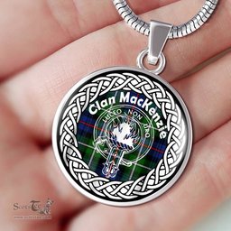MacKenzie Tartan Crest Clan Scotland Tartan Plaid Circle Pendant Necklace Jewelry Gift For Women