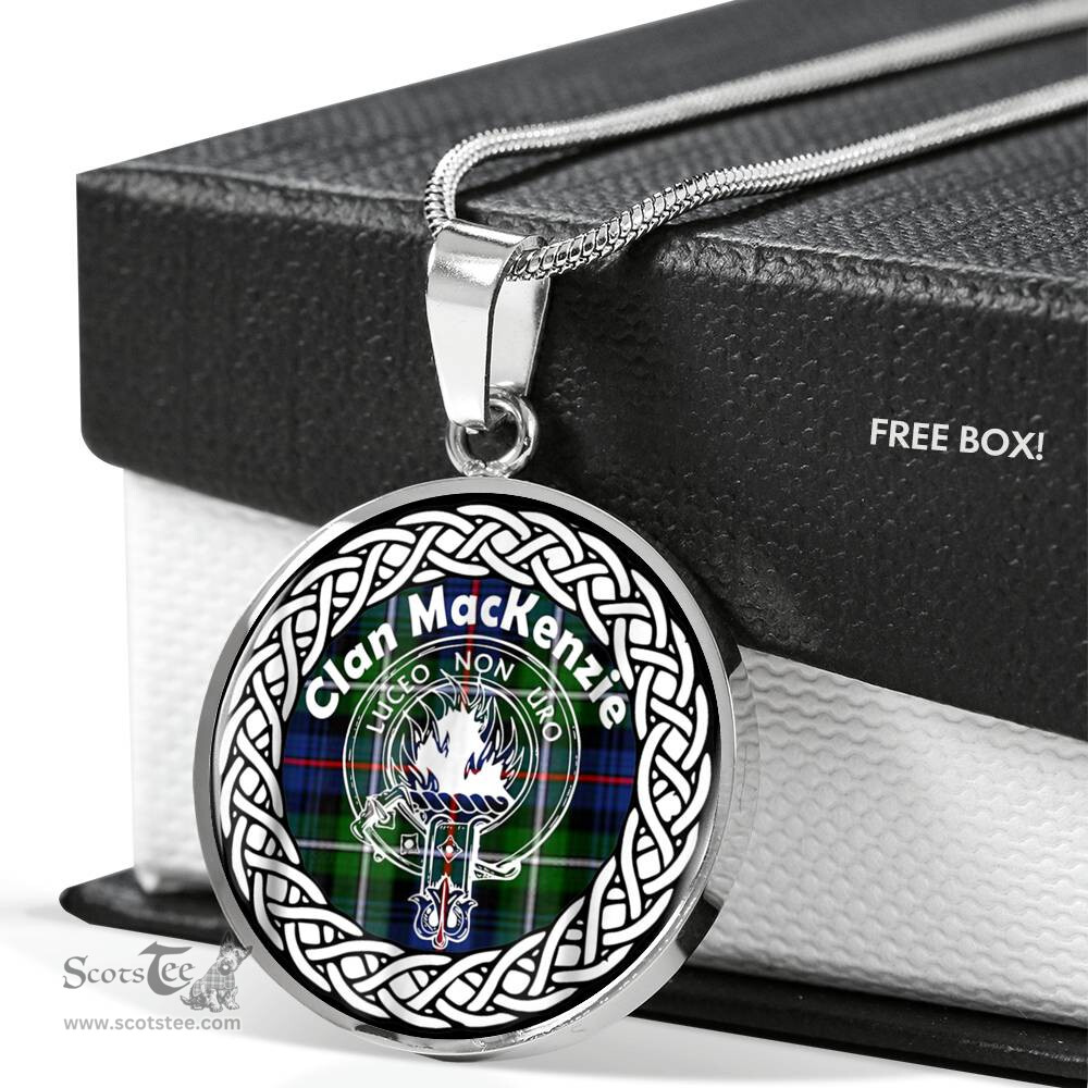 MacKenzie Tartan Crest Clan Scotland Tartan Plaid Circle Pendant Necklace Jewelry Gift For Women