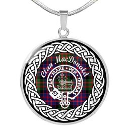 MacDonald Tartan Crest Clan Scotland Tartan Plaid Circle Pendant Necklace Jewelry Gift For Women
