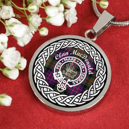 MacDonald Tartan Crest Clan Scotland Tartan Plaid Circle Pendant Necklace Jewelry Gift For Women