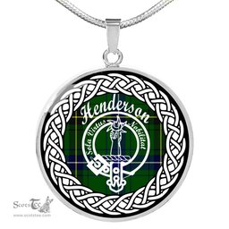 Henderson Tartan Crest Clan Scotland Tartan Plaid Circle Pendant Necklace Jewelry Gift For Women