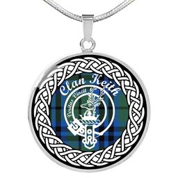 Keith Tartan Crest Clan Scotland Tartan Plaid Circle Pendant Necklace Jewelry Gift For Women