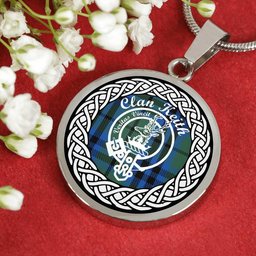 Keith Tartan Crest Clan Scotland Tartan Plaid Circle Pendant Necklace Jewelry Gift For Women