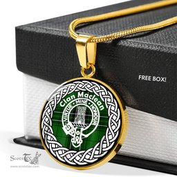 Maclean Tartan Crest Clan Scotland Tartan Plaid Circle Pendant Necklace Jewelry Gift For Women