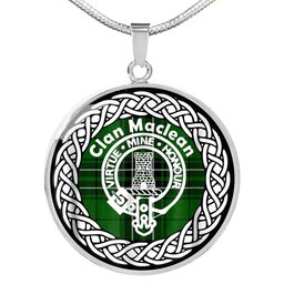Maclean Tartan Crest Clan Scotland Tartan Plaid Circle Pendant Necklace Jewelry Gift For Women