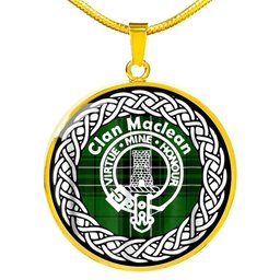Maclean Tartan Crest Clan Scotland Tartan Plaid Circle Pendant Necklace Jewelry Gift For Women