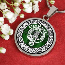 Maclean Tartan Crest Clan Scotland Tartan Plaid Circle Pendant Necklace Jewelry Gift For Women