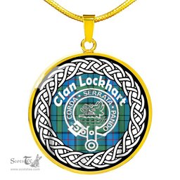Lockhart Tartan Crest Clan Scotland Tartan Plaid Circle Pendant Necklace Jewelry Gift For Women