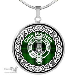 Maclean Tartan Crest Clan Scotland Tartan Plaid Circle Pendant Necklace Jewelry Gift For Women