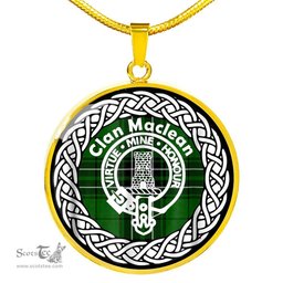 Maclean Tartan Crest Clan Scotland Tartan Plaid Circle Pendant Necklace Jewelry Gift For Women