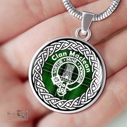 Maclean Tartan Crest Clan Scotland Tartan Plaid Circle Pendant Necklace Jewelry Gift For Women