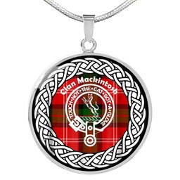 Mackintosh Tartan Crest Clan Scotland Tartan Plaid Circle Pendant Necklace Jewelry Gift For Women