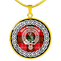 Mackintosh Tartan Crest Clan Scotland Tartan Plaid Circle Pendant Necklace Jewelry Gift For Women