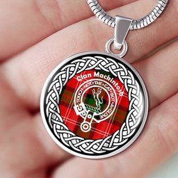 Mackintosh Tartan Crest Clan Scotland Tartan Plaid Circle Pendant Necklace Jewelry Gift For Women