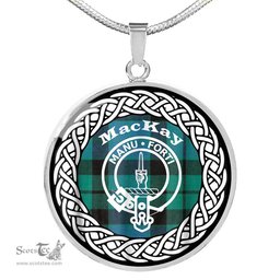 MacKay Tartan Crest Clan Scotland Tartan Plaid Circle Pendant Necklace Jewelry Gift For Women