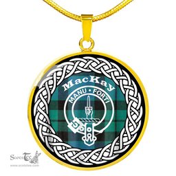 MacKay Tartan Crest Clan Scotland Tartan Plaid Circle Pendant Necklace Jewelry Gift For Women