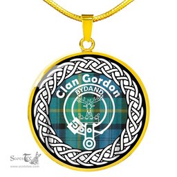 Gordon Tartan Crest Clan Scotland Tartan Plaid Circle Pendant Necklace Jewelry Gift For Women