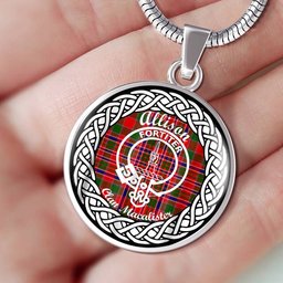 Allison Tartan Crest Clan Scotland Tartan Plaid Circle Pendant Necklace Jewelry Gift For Women