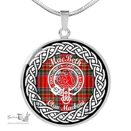 MacBeth Tartan Crest Clan Scotland Tartan Plaid Circle Pendant Necklace Jewelry Gift For Women