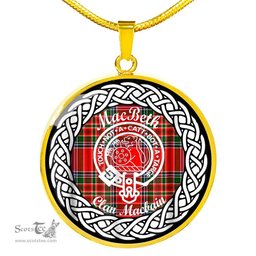 MacBeth Tartan Crest Clan Scotland Tartan Plaid Circle Pendant Necklace Jewelry Gift For Women