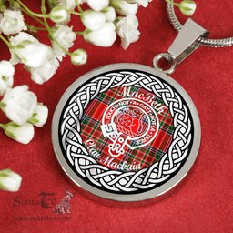 MacBeth Tartan Crest Clan Scotland Tartan Plaid Circle Pendant Necklace Jewelry Gift For Women