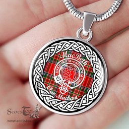 MacBeth Tartan Crest Clan Scotland Tartan Plaid Circle Pendant Necklace Jewelry Gift For Women