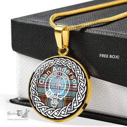 Anderson Tartan Crest Clan Scotland Tartan Plaid Circle Pendant Necklace Jewelry Gift For Women