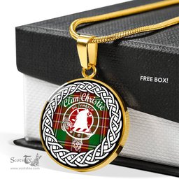 Christie Tartan Crest Clan Scotland Tartan Plaid Circle Pendant Necklace Jewelry Gift For Women
