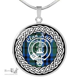 Keith Tartan Crest Clan Scotland Tartan Plaid Circle Pendant Necklace Jewelry Gift For Women