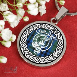 Keith Tartan Crest Clan Scotland Tartan Plaid Circle Pendant Necklace Jewelry Gift For Women