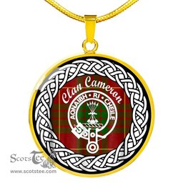 Cameron Tartan Crest Clan Scotland Tartan Plaid Circle Pendant Necklace Jewelry Gift For Women