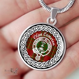 Cameron Tartan Crest Clan Scotland Tartan Plaid Circle Pendant Necklace Jewelry Gift For Women