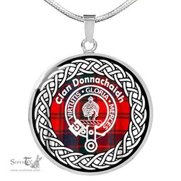 Donnachaidh Tartan Crest Clan Scotland Tartan Plaid Circle Pendant Necklace Jewelry Gift For Women