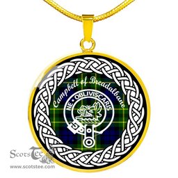 Campbell Of Breadalbane Tartan Crest Clan Scotland Tartan Plaid Circle Pendant Necklace Jewelry Gift For Women
