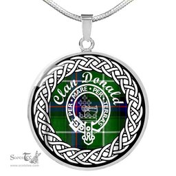 Donald Tartan Crest Clan Scotland Tartan Plaid Circle Pendant Necklace Jewelry Gift For Women
