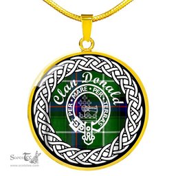 Donald Tartan Crest Clan Scotland Tartan Plaid Circle Pendant Necklace Jewelry Gift For Women