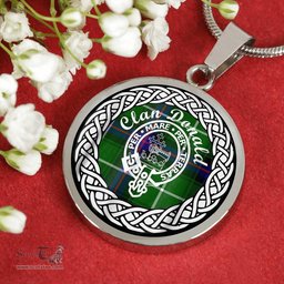 Donald Tartan Crest Clan Scotland Tartan Plaid Circle Pendant Necklace Jewelry Gift For Women