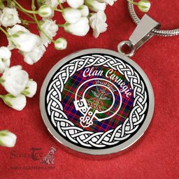 Carnegie Tartan Crest Clan Scotland Tartan Plaid Circle Pendant Necklace Jewelry Gift For Women