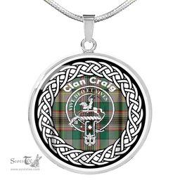 Craig Tartan Crest Clan Scotland Tartan Plaid Circle Pendant Necklace Jewelry Gift For Women
