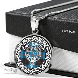 Garden Tartan Crest Clan Scotland Tartan Plaid Circle Pendant Necklace Jewelry Gift For Women