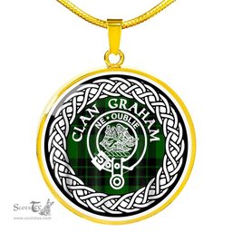 Graham Tartan Crest Clan Scotland Tartan Plaid Circle Pendant Necklace Jewelry Gift For Women