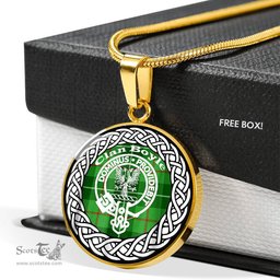 Boyle Tartan Crest Clan Scotland Tartan Plaid Circle Pendant Necklace Jewelry Gift For Women