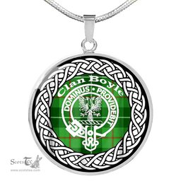 Boyle Tartan Crest Clan Scotland Tartan Plaid Circle Pendant Necklace Jewelry Gift For Women