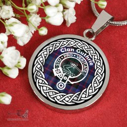 Guthrie Tartan Crest Clan Scotland Tartan Plaid Circle Pendant Necklace Jewelry Gift For Women