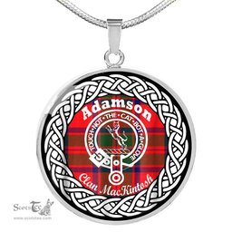Adamson Tartan Crest Clan Scotland Tartan Plaid Circle Pendant Necklace Jewelry Gift For Women