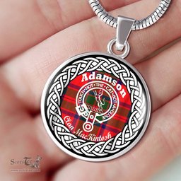 Adamson Tartan Crest Clan Scotland Tartan Plaid Circle Pendant Necklace Jewelry Gift For Women