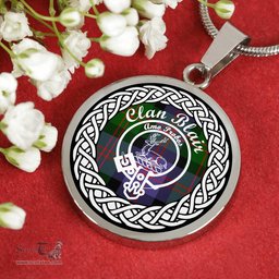 Blair jewelry Blair Tartan Crest Clan Scotland Tartan Plaid Circle Pendant Necklace Jewelry Gift For Women